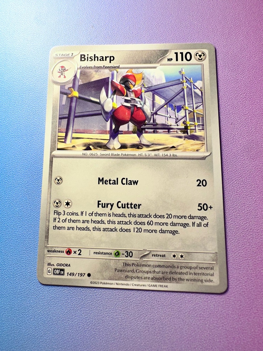 bisharp - 149/197 (common) — pokemon: obsidian flames